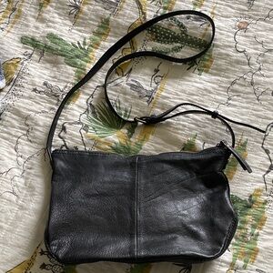 Sleek Black Leather Crossbody Bag
